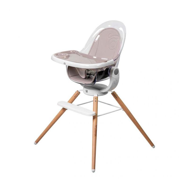 Asalvo Trona de Madera Adriá – Silla Alta PARA con Asiento Giratorio 360º, Bandeja Ajustable, Reposapiés y Diseño Moderno