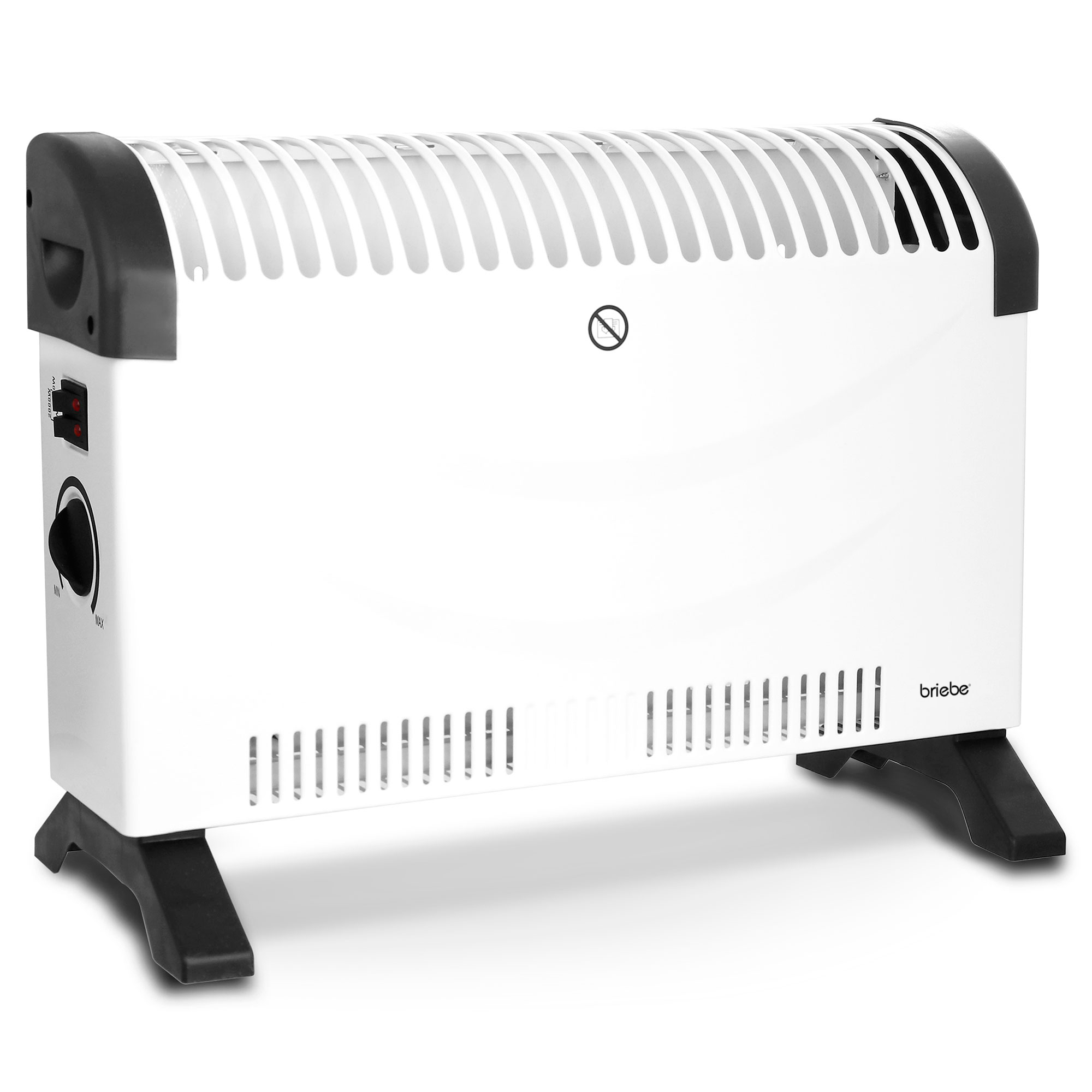 Briebe 128215 Convector Eléctrico Aire Caliente 3 Niveles Potencia Termostato Regulable Silencioso Portátil, 2000W, Blanco