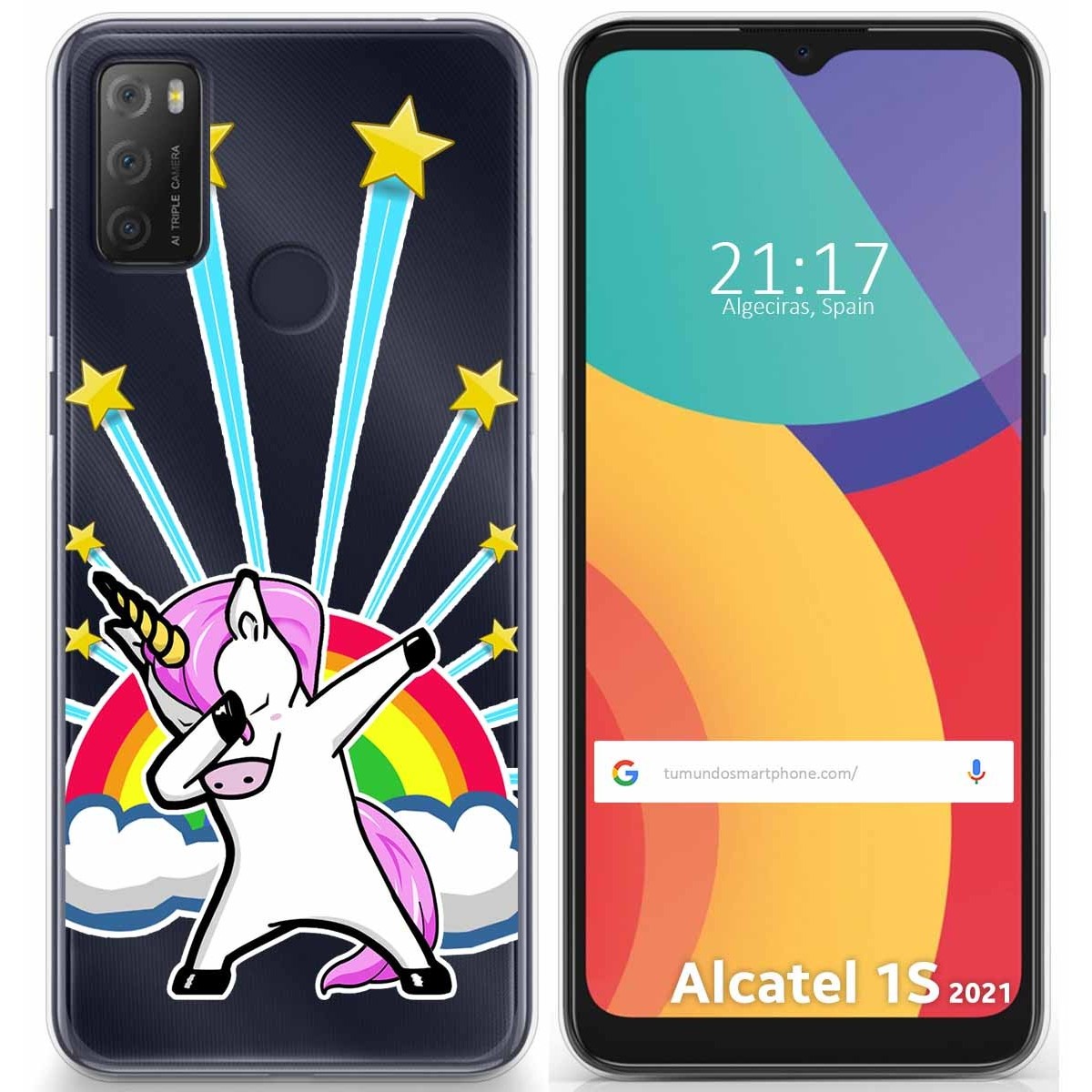 Tumundosmartphone Funda Gel Transparente para Alcatel 1S 2021 / 3L 2021 diseño Unicornio Dibujos