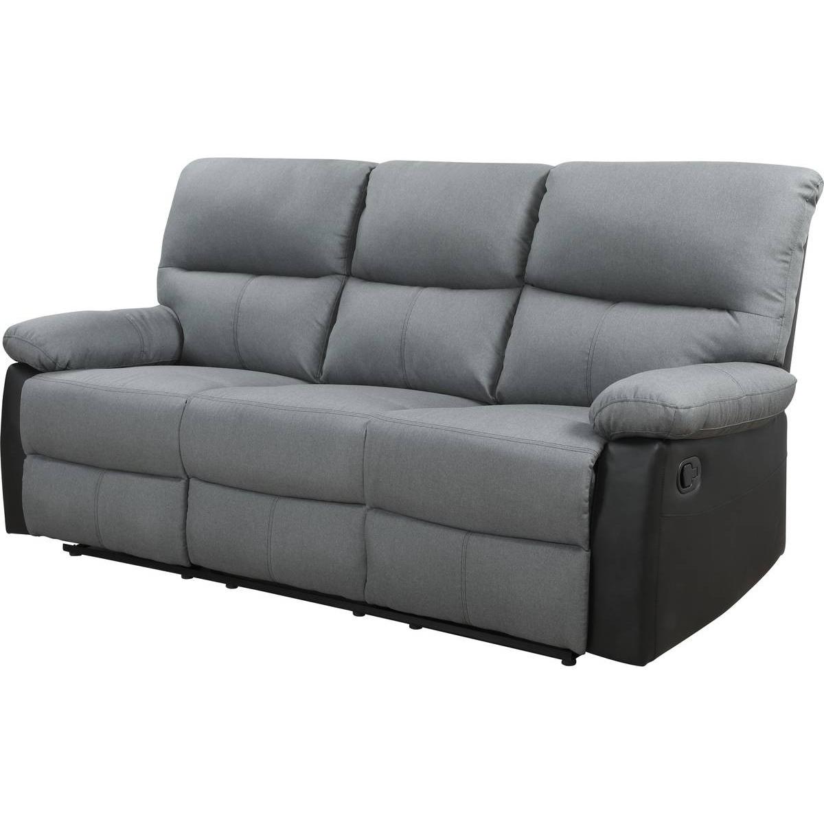 Habitat y Jardin - Sofá reclinable 3 plazas "Lincoln" - Color negro/Gris oscuro
