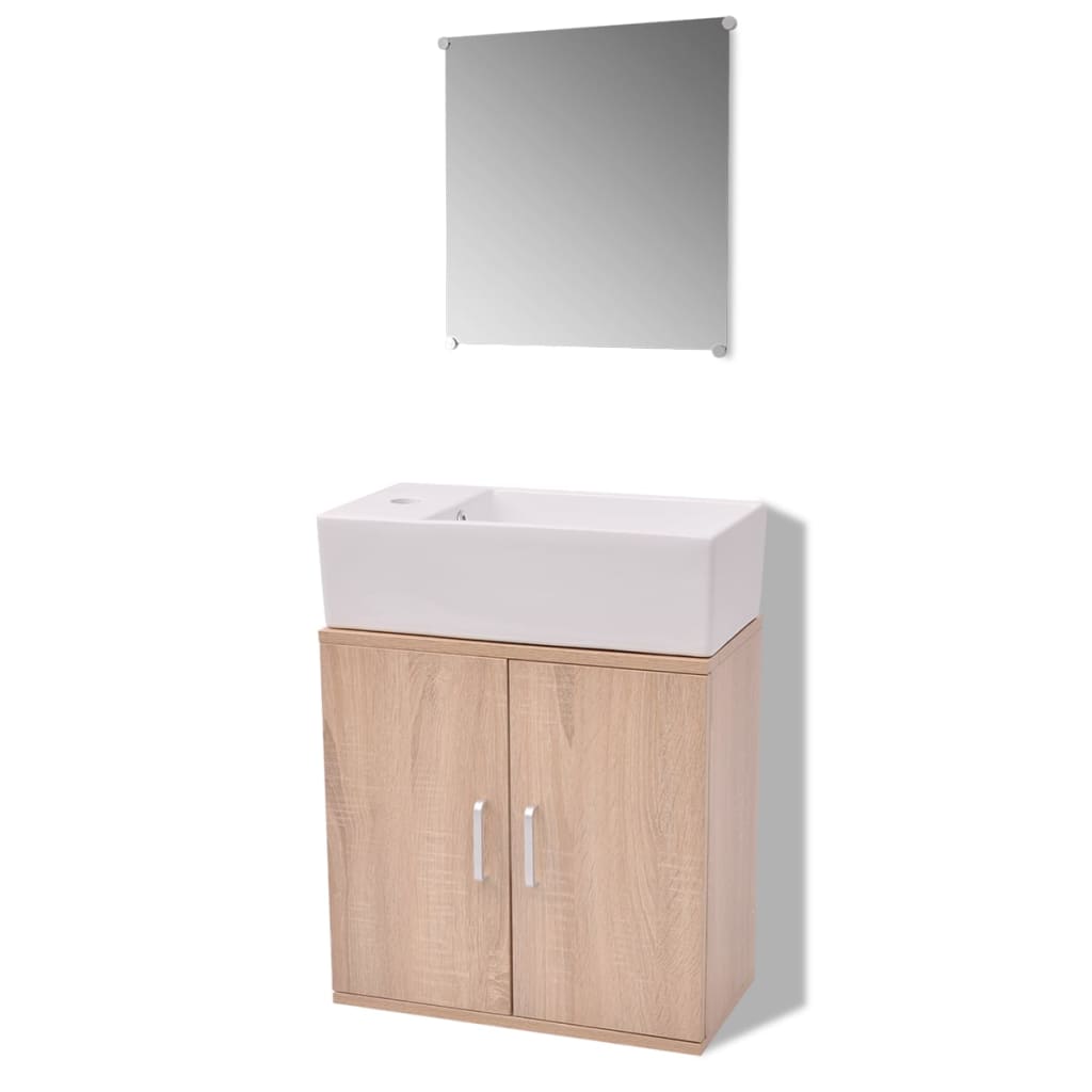 vidaXL Conjunto de mueble y lavabo 3 piezas beige