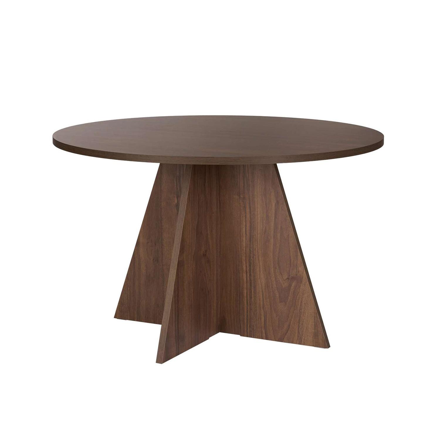 Mesa de comedor redonda bethany oscura madera para hogar moderno mueble de almacenaje  - Homekit