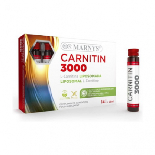 Marnys L-Carnitina 3000 - Aumenta la Energía - 14 X 25 Ml