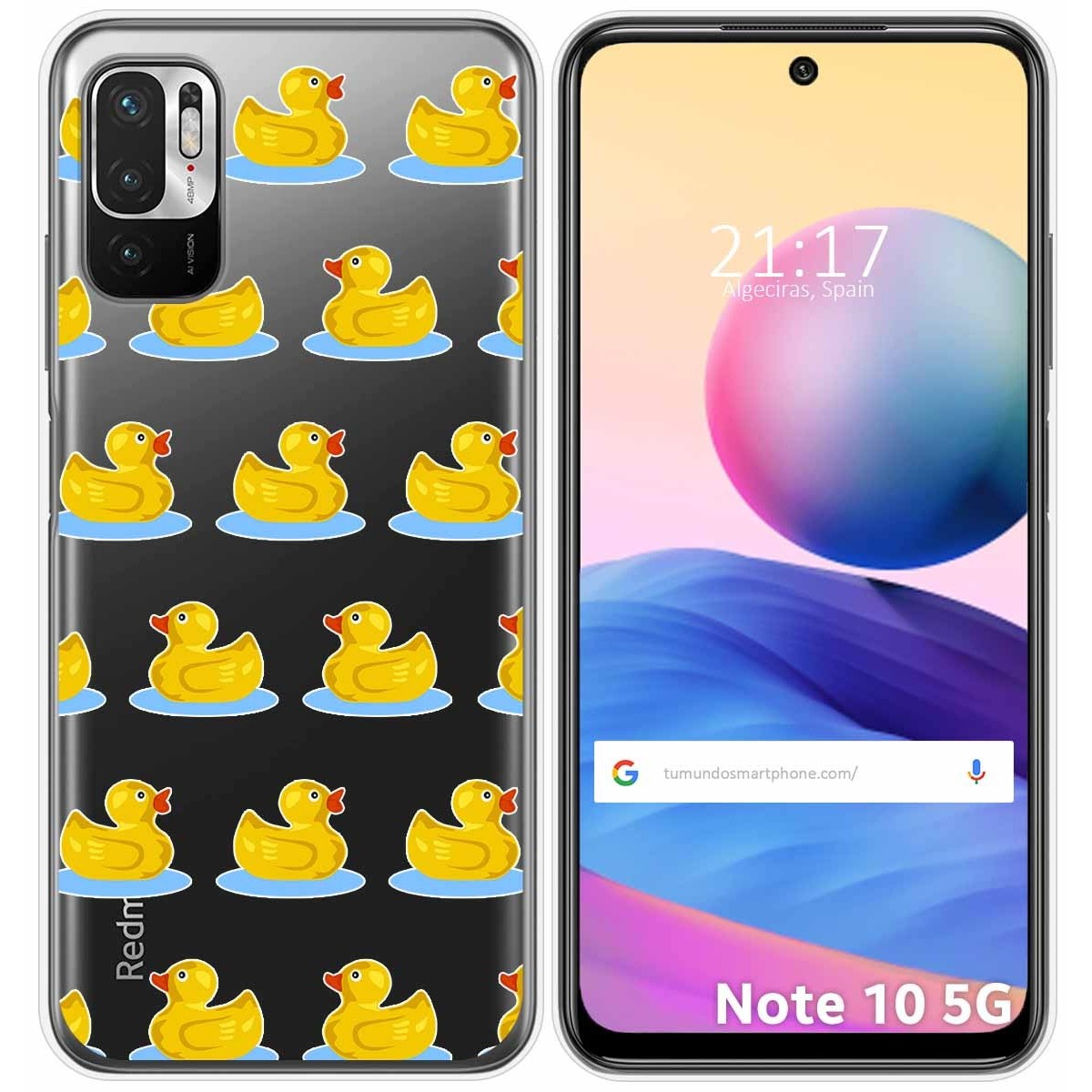 Tumundosmartphone Funda Gel Transparente para Xiaomi Redmi Note 10 5G / POCO M3 PRO 5G diseño Pato Dibujos