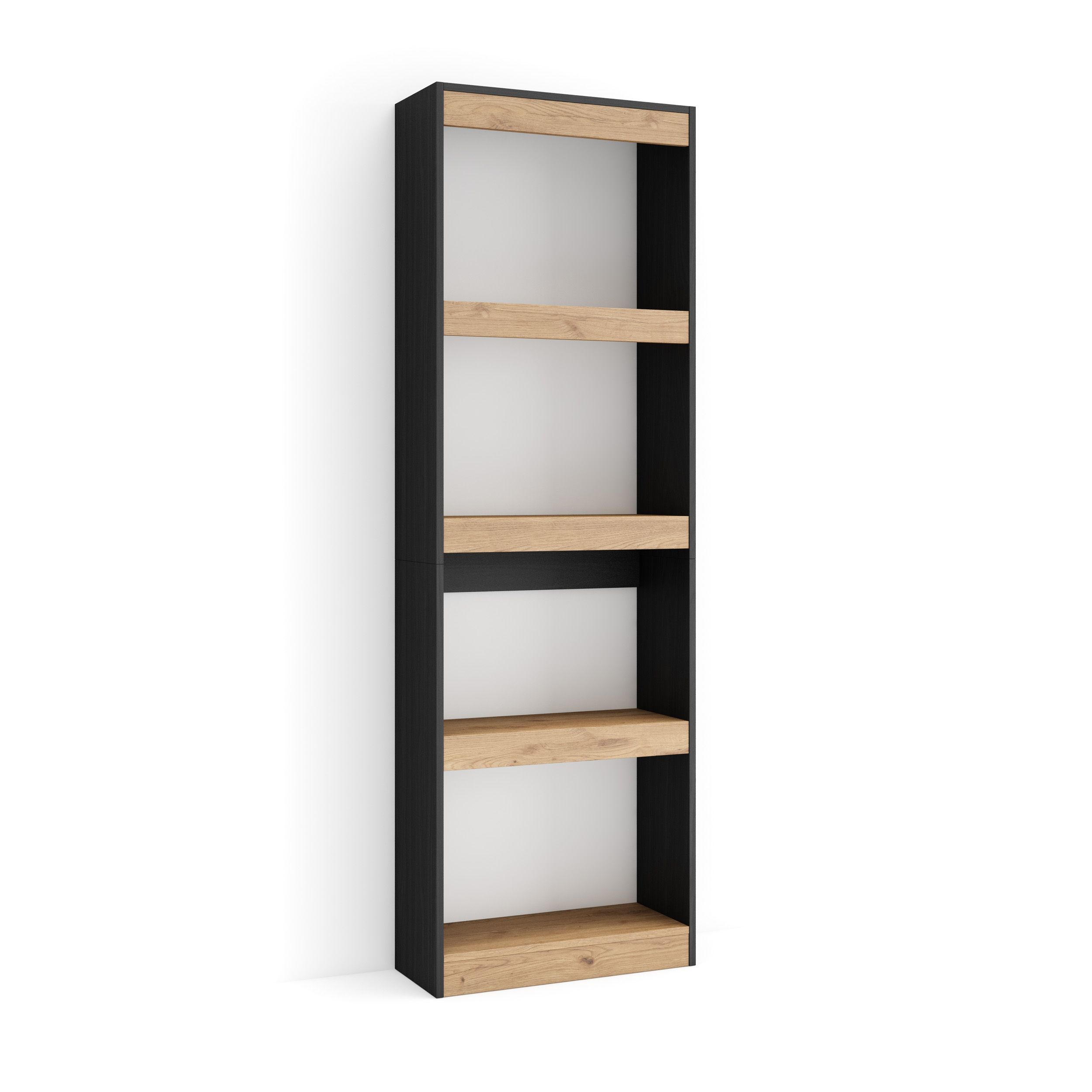 Skraut Home, Estantería y organización, Librería, 60x25x186cm -Veteado de madera, Tacto poroso de alta calidad