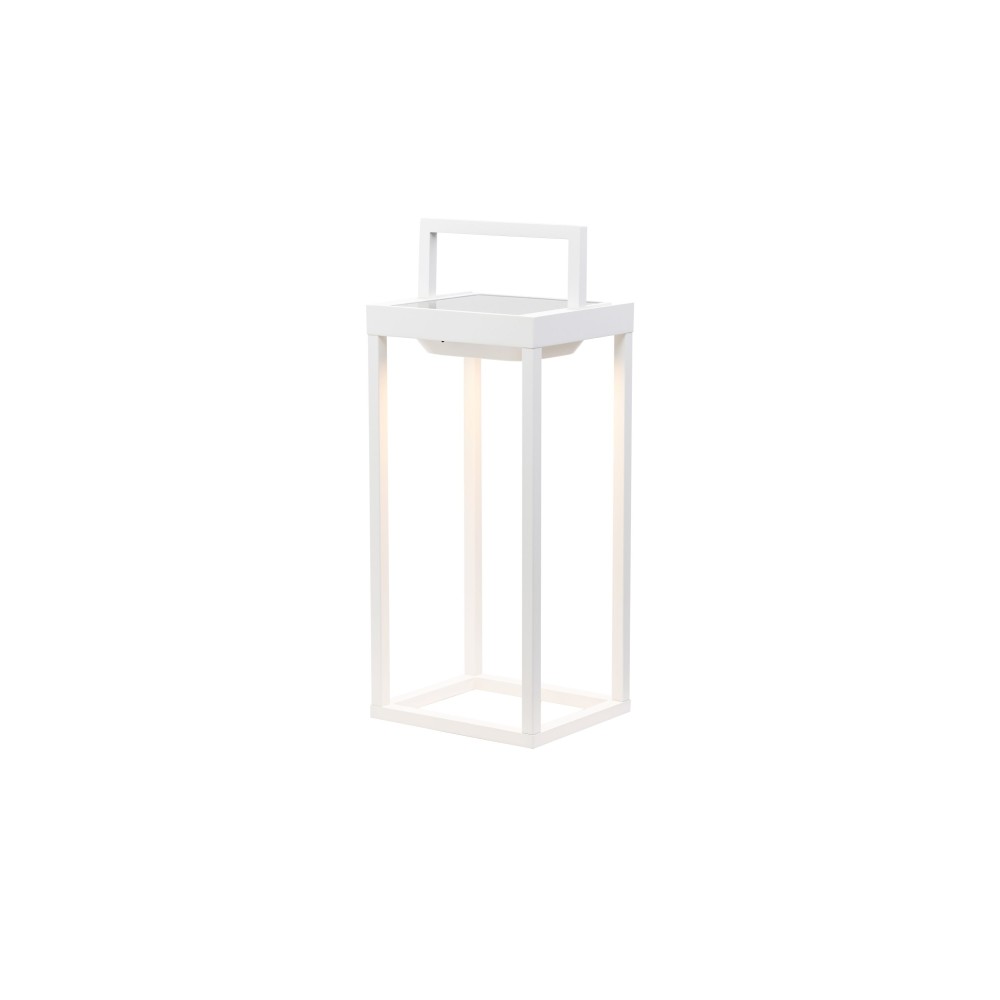 Zafferano - Farol solar para el hogar de 2 LED, 37,3 cm, lámpara de pared y mesa de 2 W con batería y sensor crepuscular, color blanco