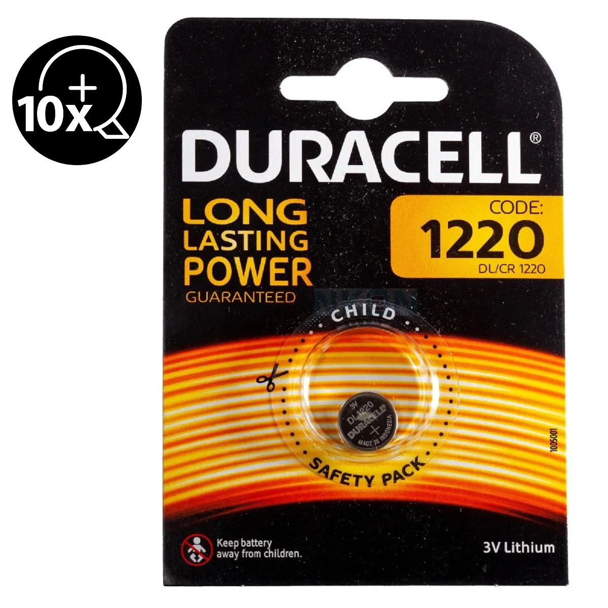 Duracell - Duracell 10x Pilas de Botón, Batería Original Litio CR1220 CR1616 CR1620 CR2016 CR2025 CR2032 CR2430 CR2450, 1.5V Blister, Tecnología Baby Secure, Long Power