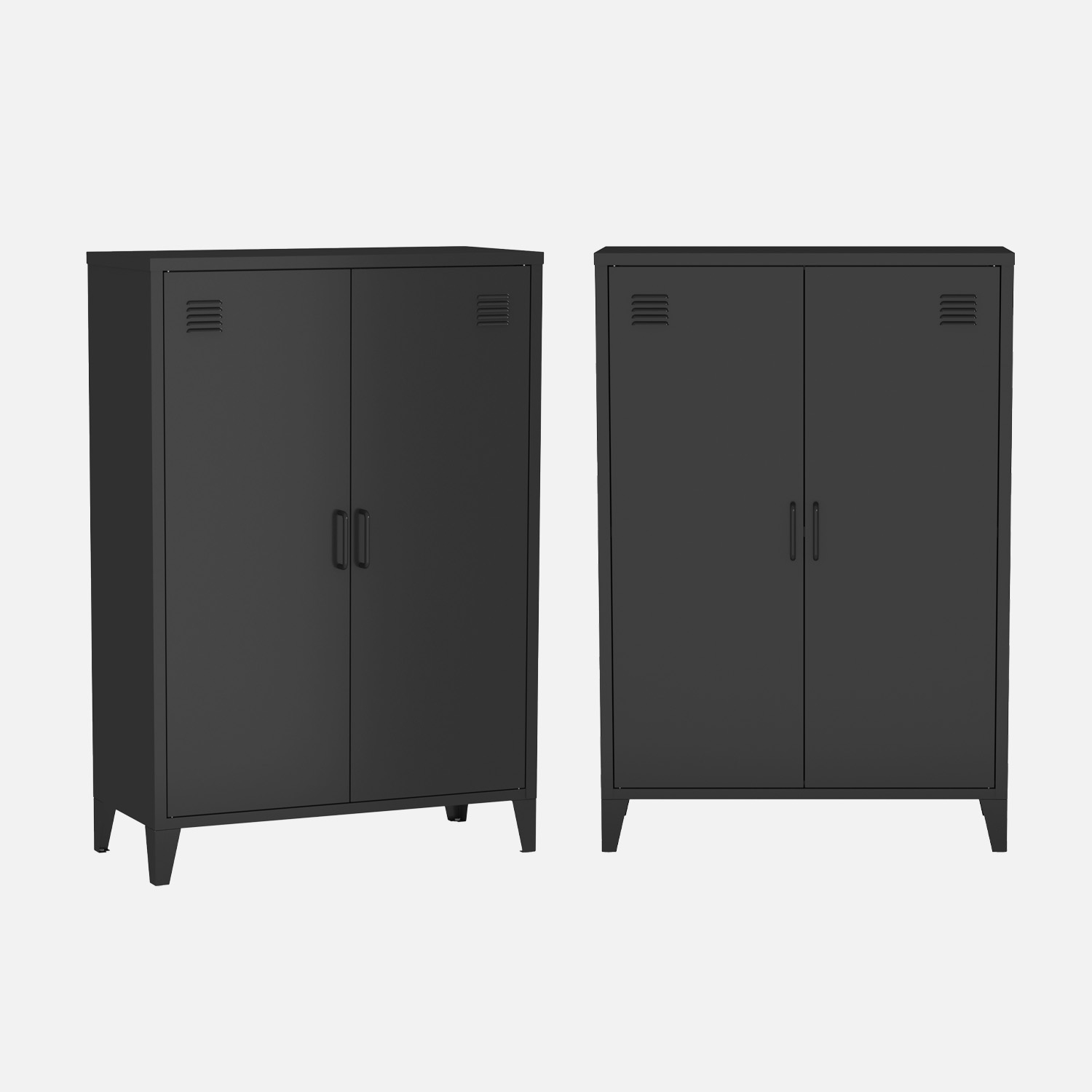 sweeek - Cómoda/armario de metal de 2 puertas, set de 2 , Soho , 75x33x110