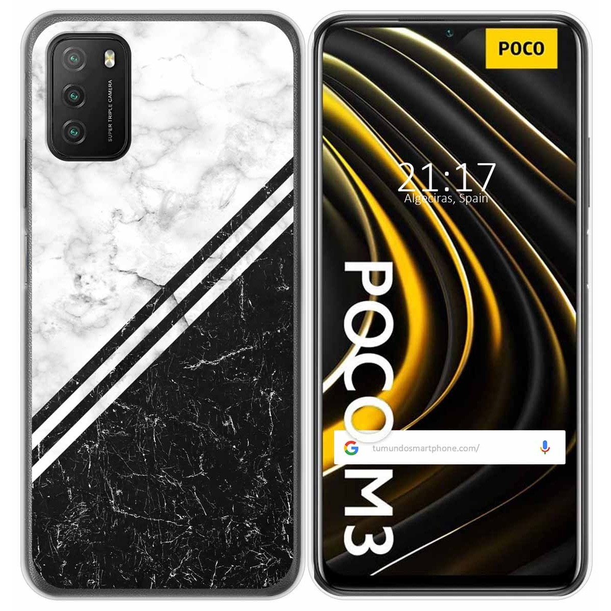 Tumundosmartphone Funda Gel Tpu para Xiaomi POCO M3 / Redmi 9T diseño Mármol 01 Dibujos