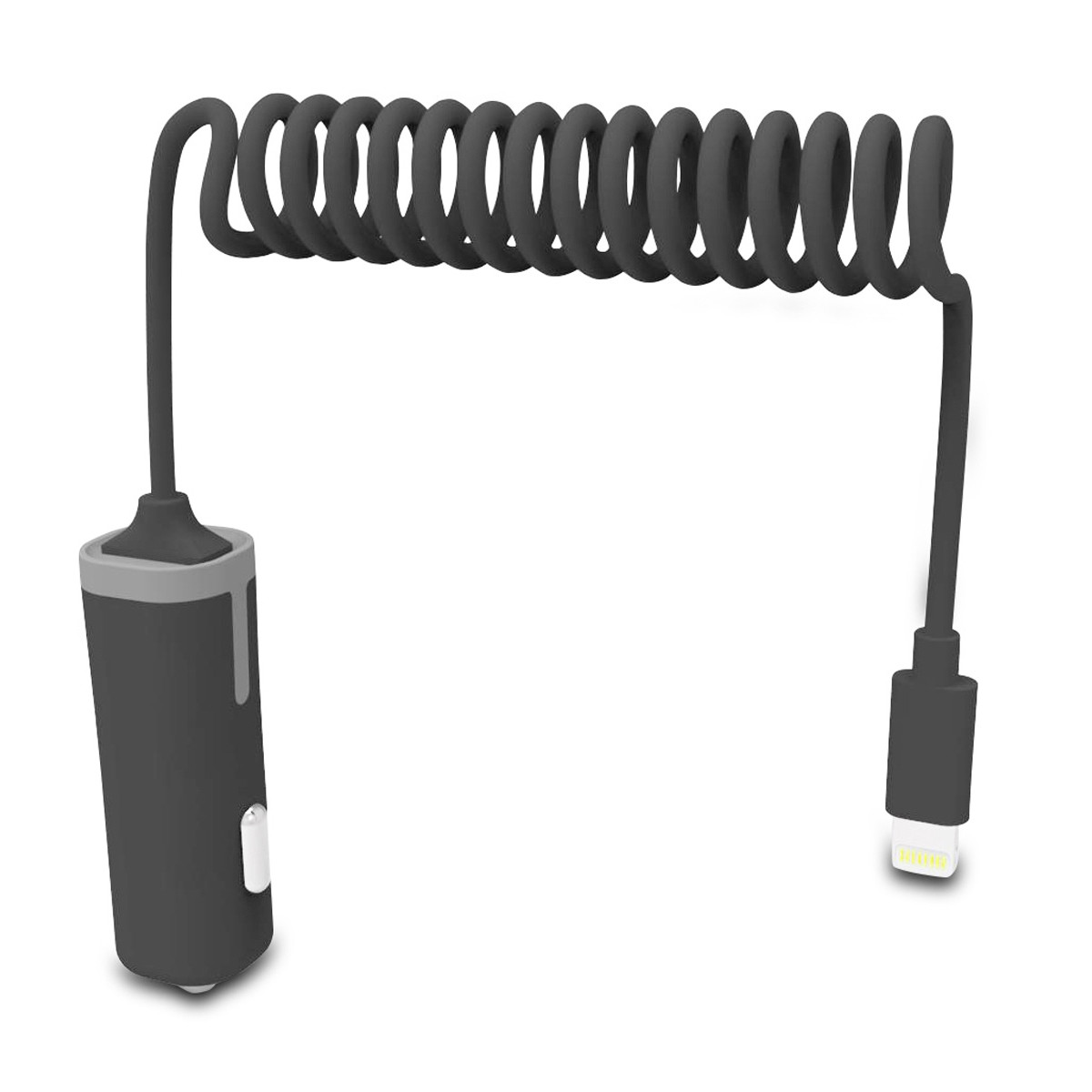 Muvit cargador coche lightning mfi 2.4a cable rizado 1,8m negro