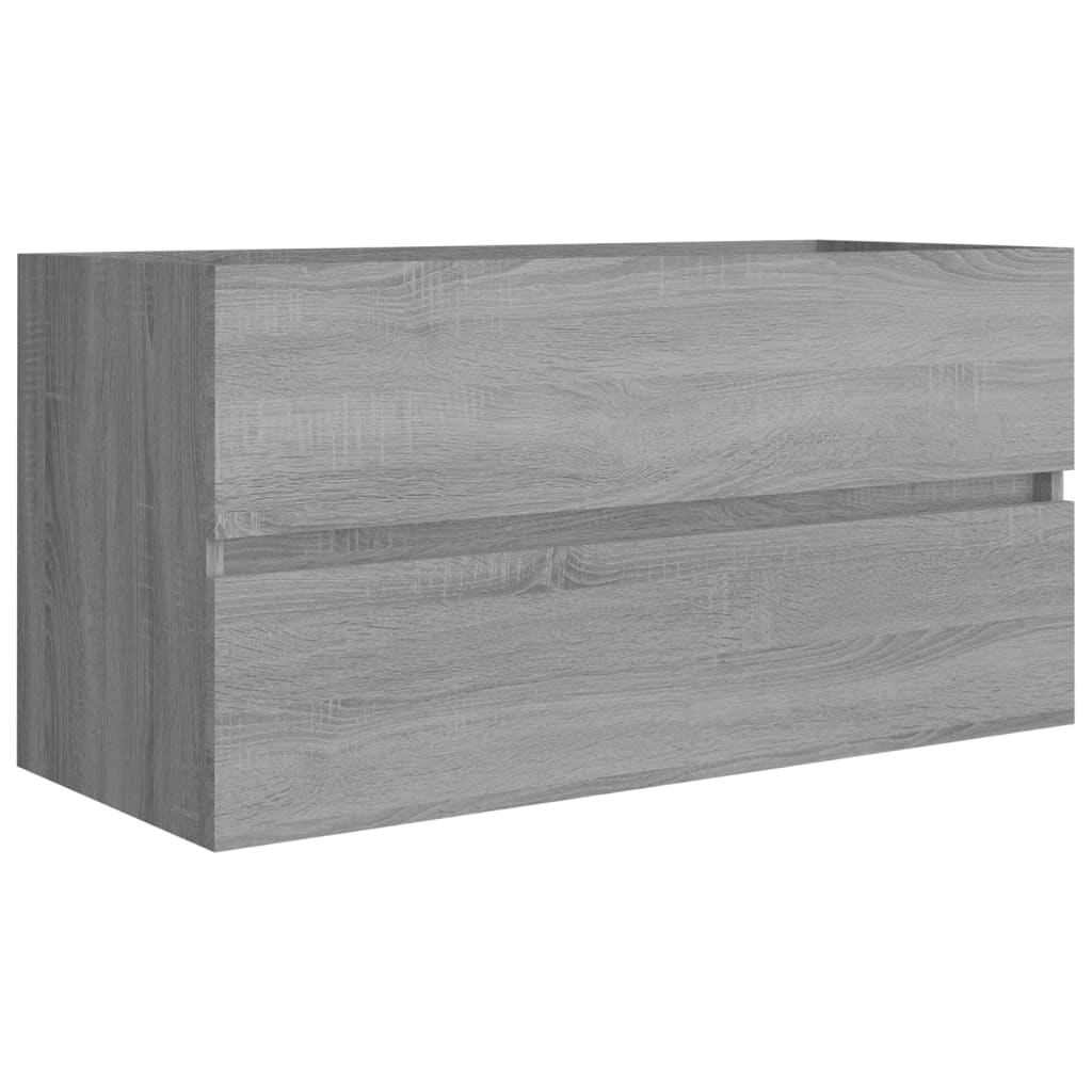 vidaXL Armario para lavabo madera contrachapada 90x38,5x45 cm en color Negro/Blanco brillante/Gris sonoma y más | almacenamiento funcional diseño moderno para baño dormitorio sala