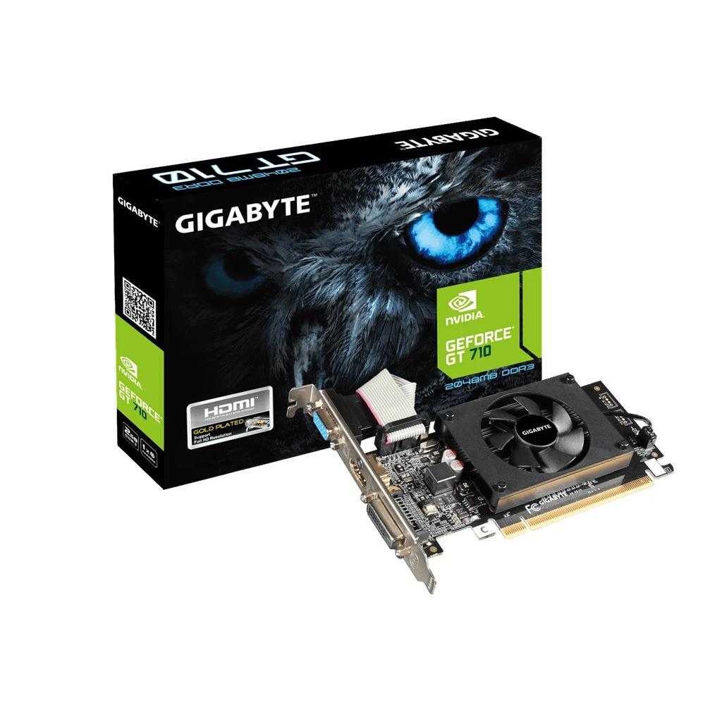 Gigabyte - Tarjeta gráfica GV-N710D3-2GL NVIDIA GeForce GT 710 con 2 GB GDDR3 para PC, bajo consumo y rendimiento multimedia estable