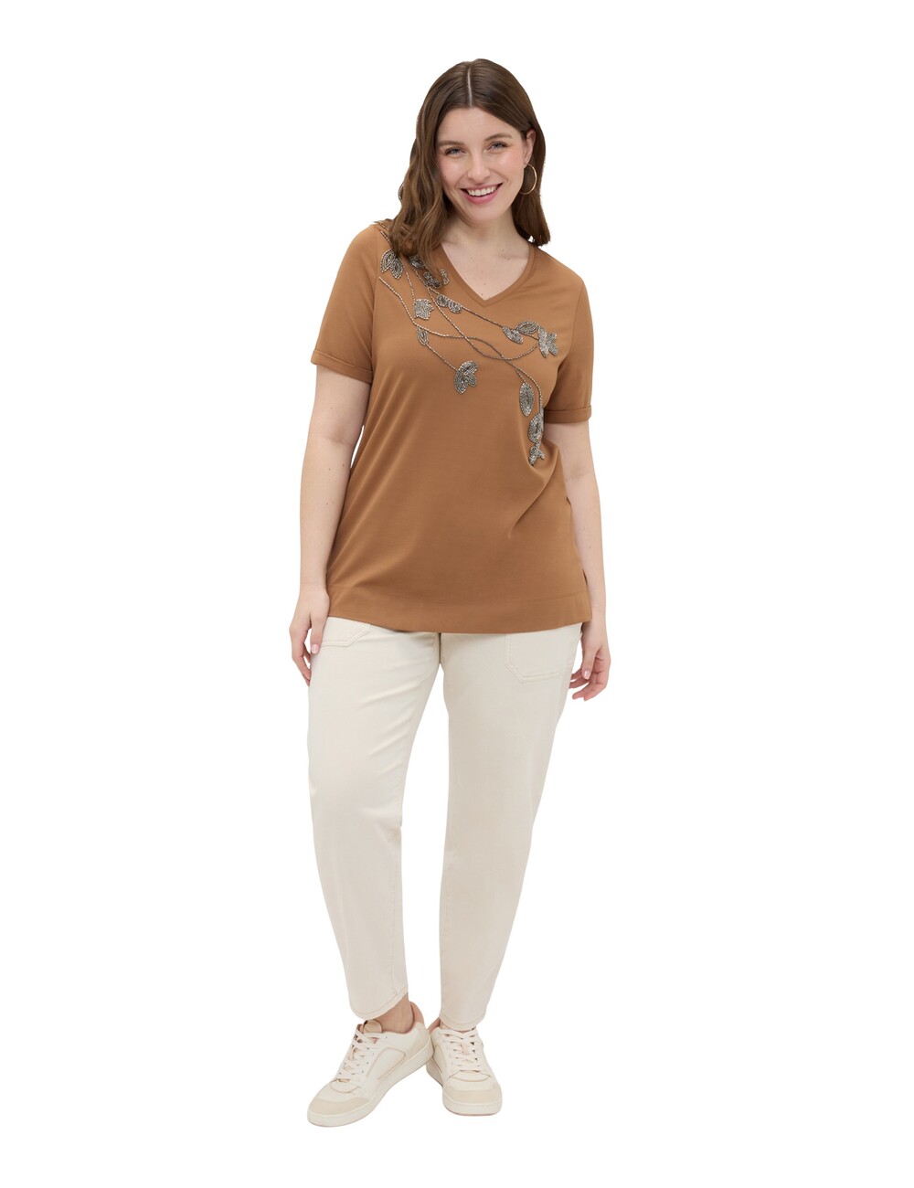 Fiorella Rubino - Camiseta de algodón con bordado floral