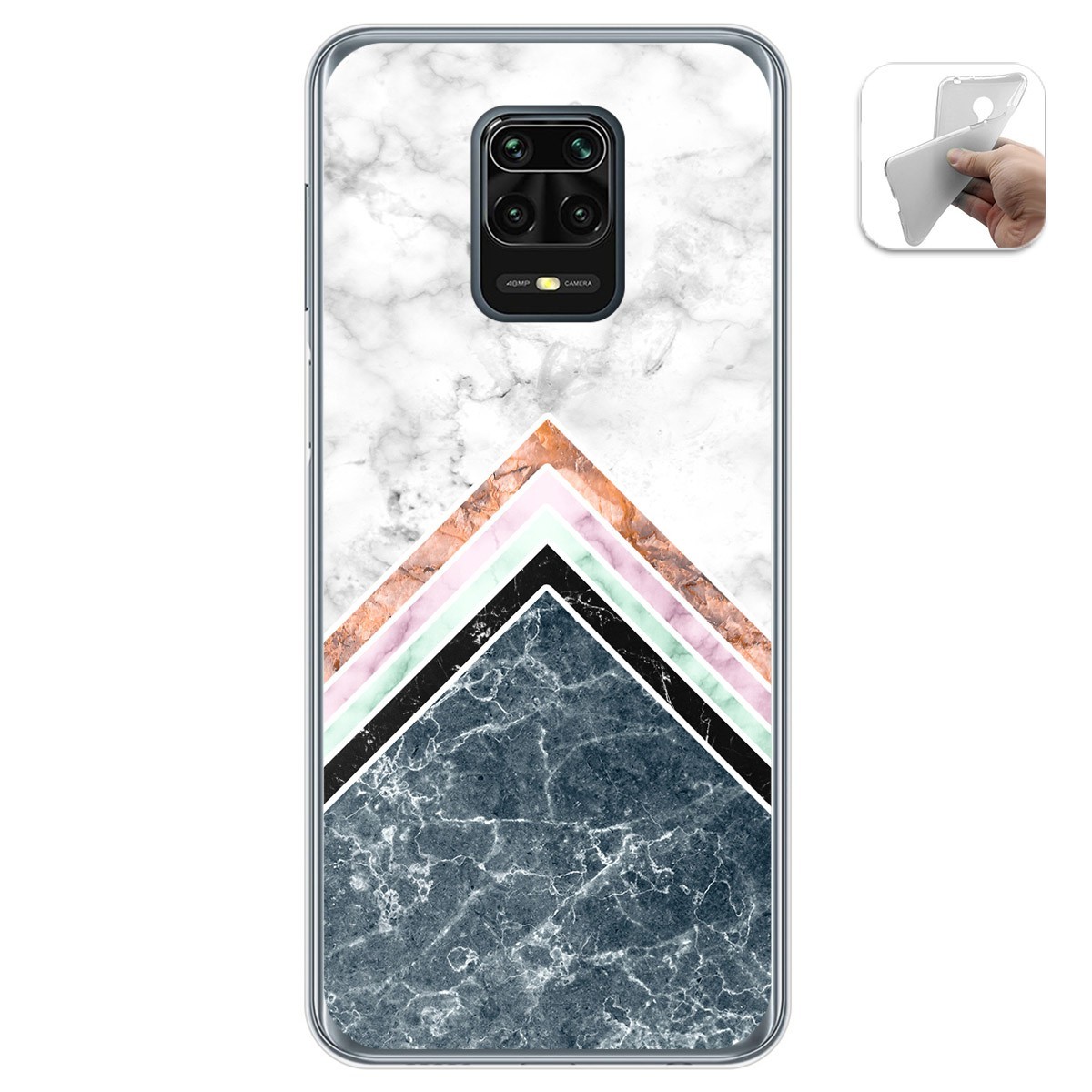 Tumundosmartphone Funda Gel Tpu para Xiaomi Redmi Note 9S / Note 9 Pro diseño Mármol 05 Dibujos