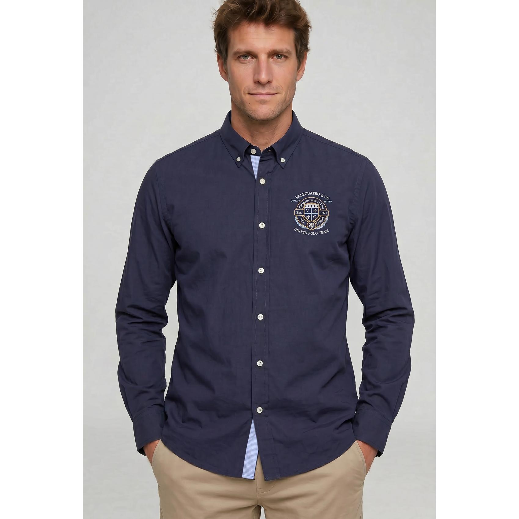 Camisa Valecuatro semibordada United Polo azul marino