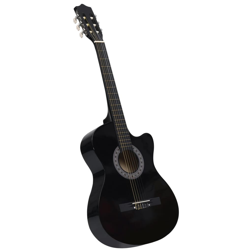 vidaXL Madera Tilo Guitarra Acústica Occidental Cutaway 6 Cuerdas 38" Musical Color Marrón claro,  Azul,  Negro y mas