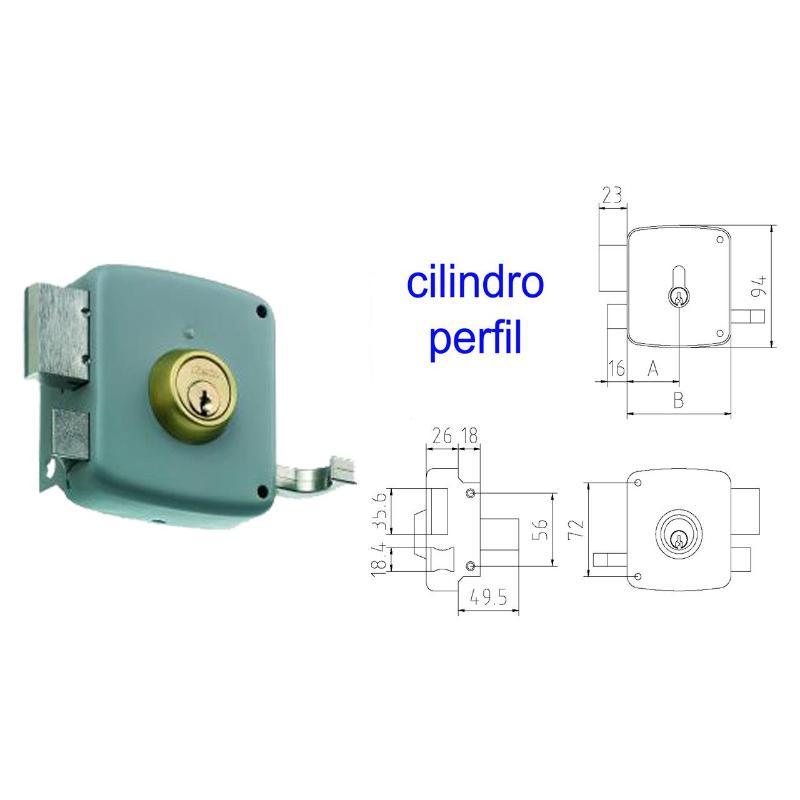 Mcm cerradura sobreponer 2525p- 80-dcha pintada cilindro perfil