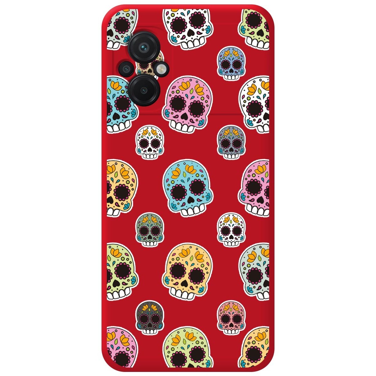 Funda Silicona Líquida Roja para Xiaomi POCO M5 diseño Catrina Dibujos