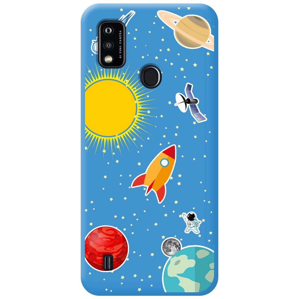 Funda Silicona Líquida Azul para ZTE Blade A51 diseño Espacio Dibujos