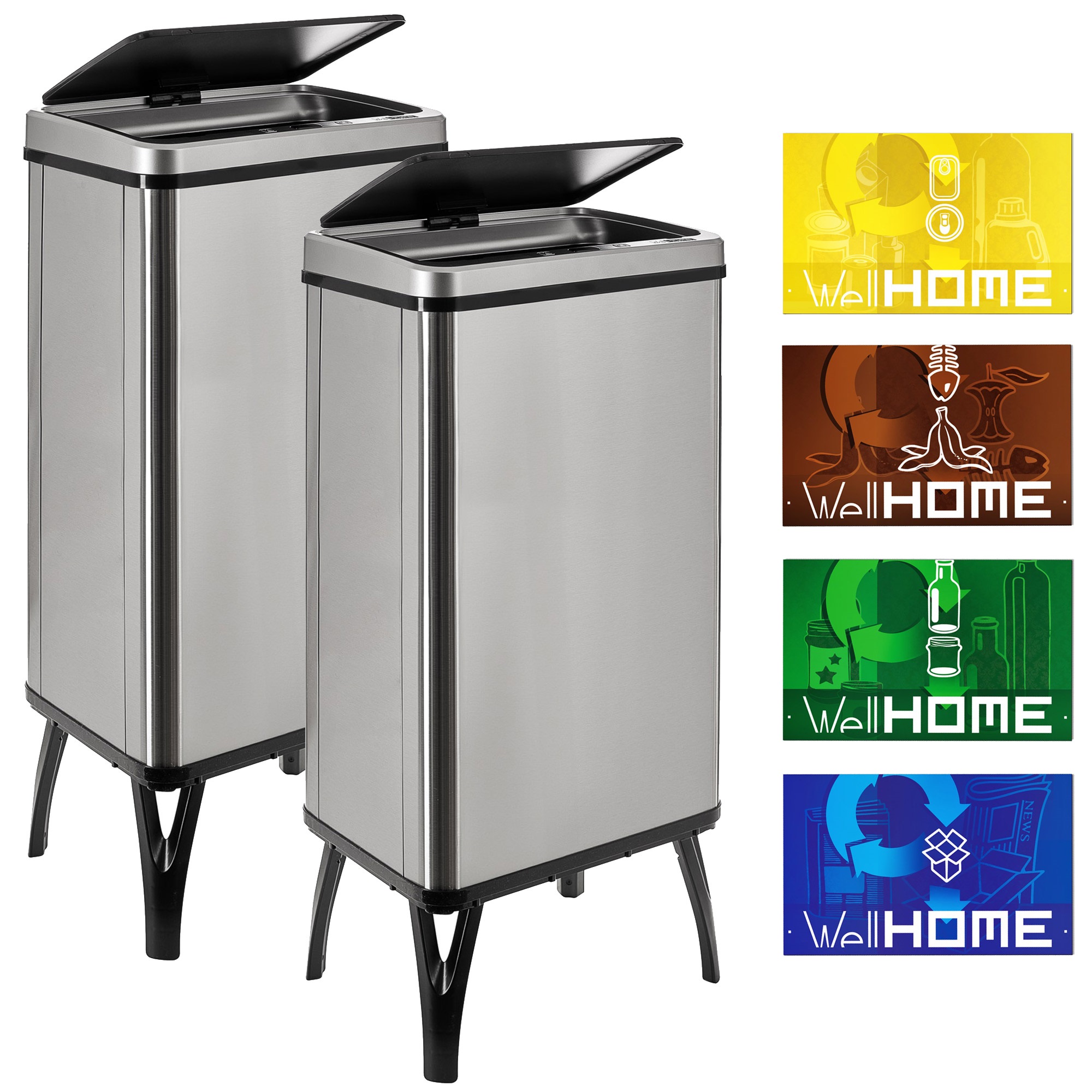 Cubos de Basura Inteligente Wellhome, 50L C/u, Gris