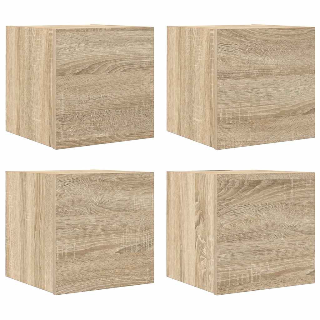 vidaXL Muebles de salón de pared 4 uds roble Sonoma 30,5x30x30 cm