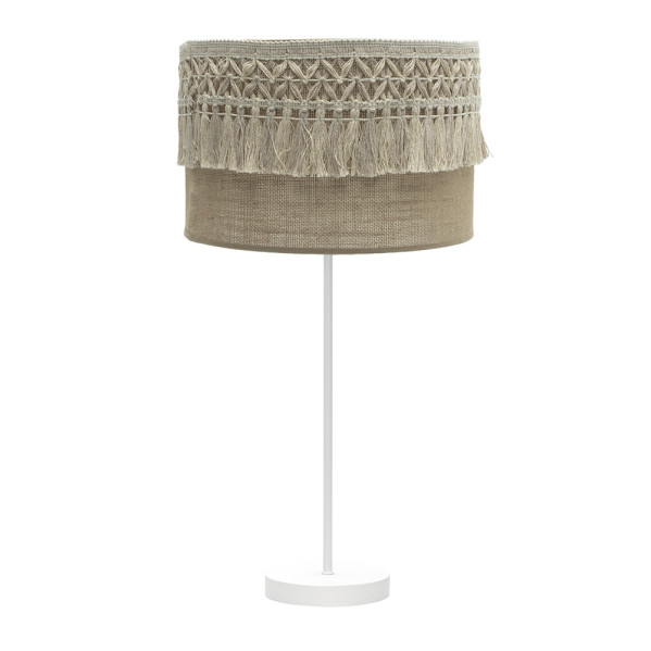 Sobremesa grande ekaterina 1xe27 blanco/saco 63x30x30 cm con pasamaneria