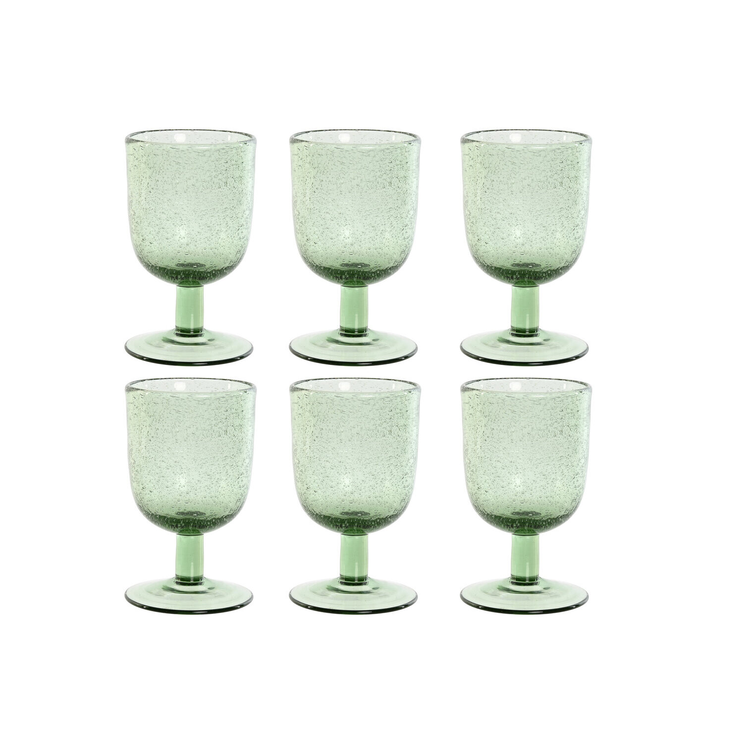 Copa set 6 cristal 8x8x14 300ml burbujas verde El mejor complemento para tu hogar.