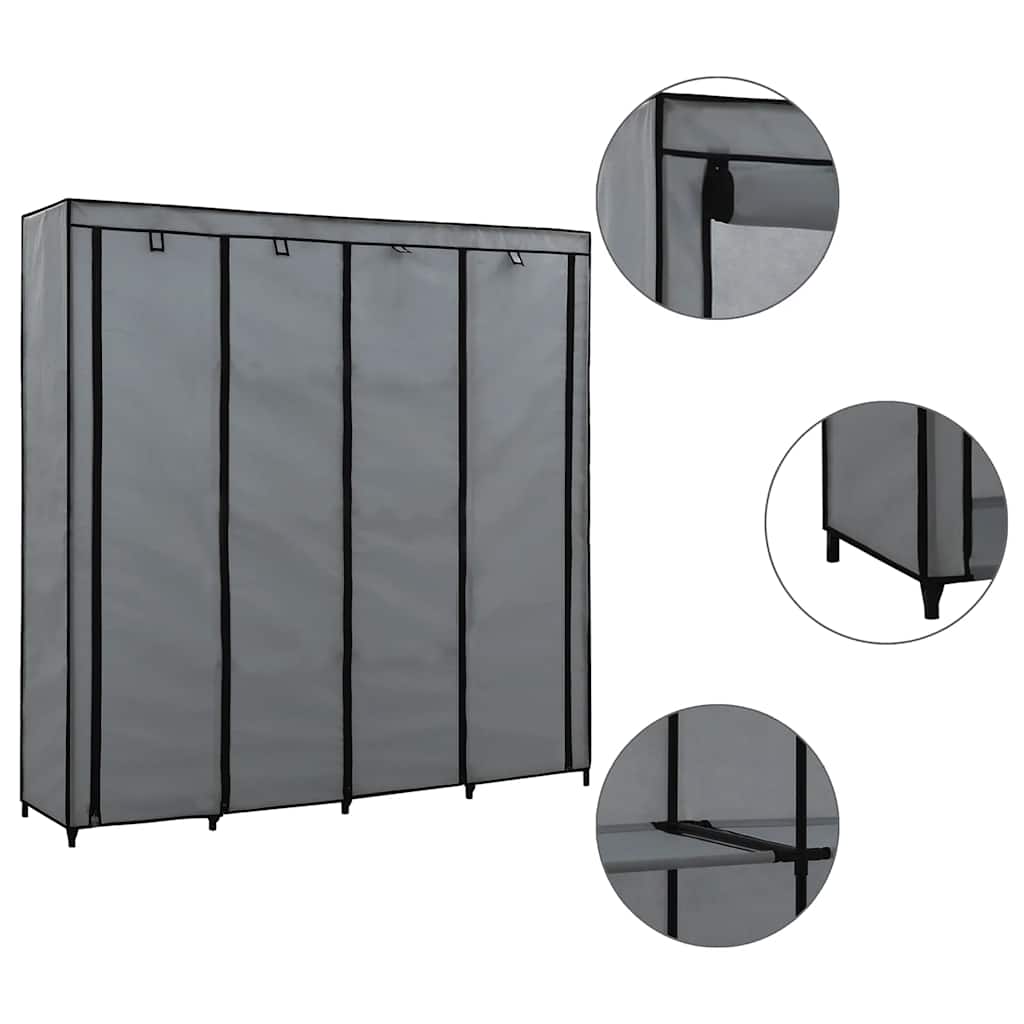 vidaXL Armario con 4 compartimentos 175x45x170 cm en color Gris/Marrón/Negro y más | almacenamiento funcional diseño moderno para baño dormitorio sala