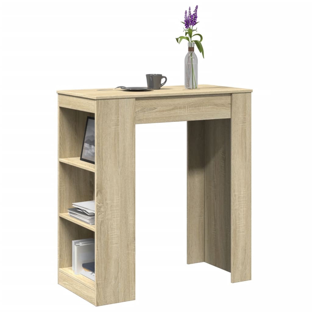 vidaXL Mesa alta con estantes madera ingeniería blanca 95x47x103,5 cm en color Blanco/Gris hormigón/Gris sonoma y más | estructura resistente ideal para salón dormitorio o estudio