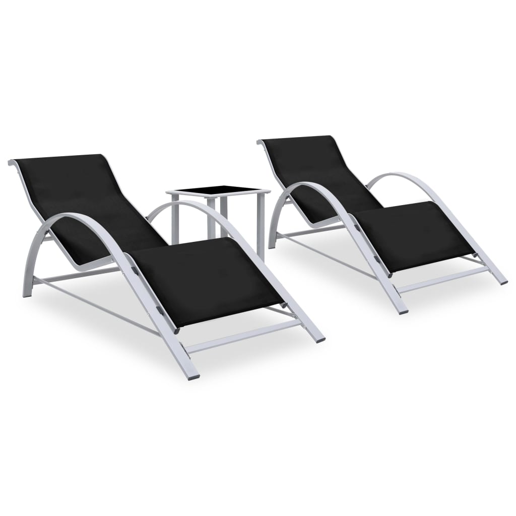Vidaxl Tumbonas con Mesita 2 Unidades Aluminio Sillas de Exterior