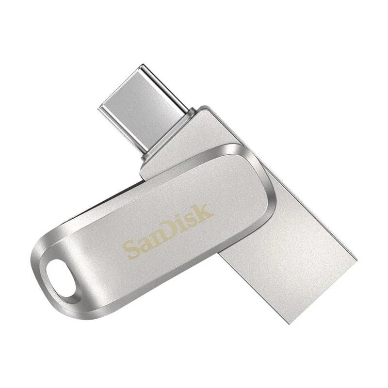 SanDisk - Memoria USB Ultra Dual Drive Luxe SDDDC4-128G-G46 de 128 GB con USB 3.1 Gen 1 y conector USB-C reversible, acabado inoxidable, velocidad hasta 150 MB/s