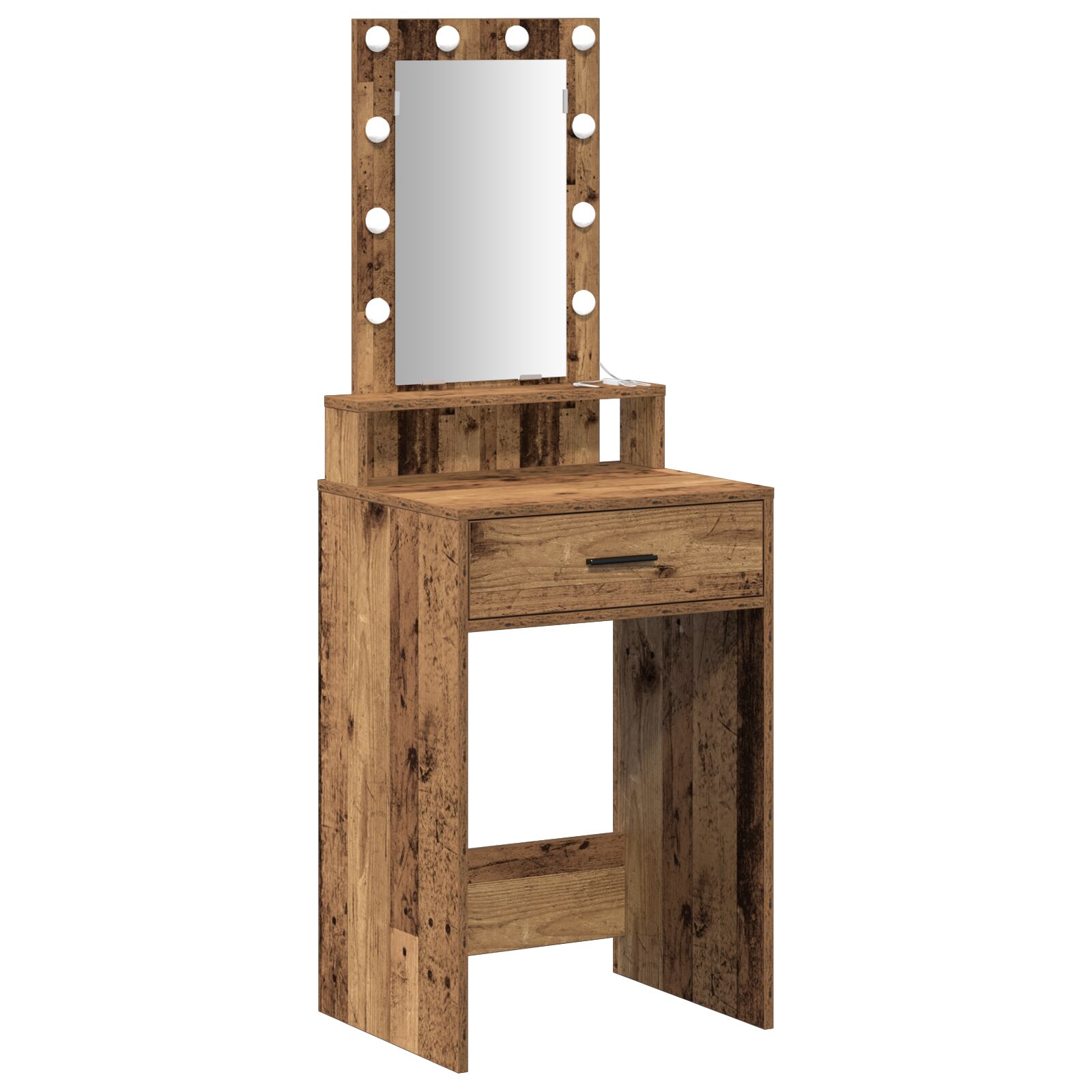 Mesa de tocador vidaXL con luces LED Madera vieja 50x41x140 cm
