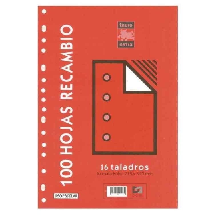 Tauro - TAURO Recambio TAURO Extra Folio 100 Hojas 80 g. 16T Modelo Cuadros 4 mm. x2 unidades
