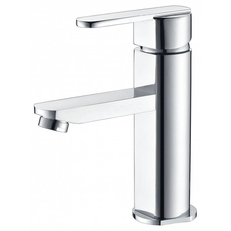 Imex Roma BDR001-1 grifo monomando de latón cromado para lavabo caño recto y maneta plana 11x18 cm