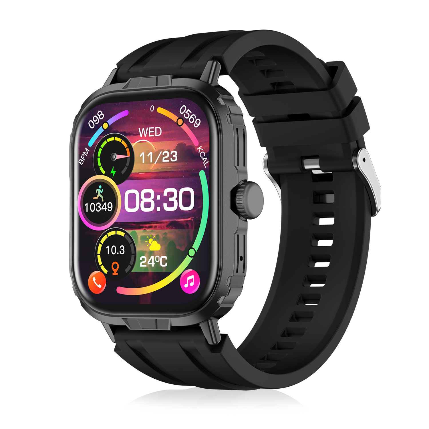 DAM. Smartwatch M106 con doble correa una de silicona y otra de nylon. Notificaciones de Apps, monitor de salud, modos deportivos. 4x1x6cm.