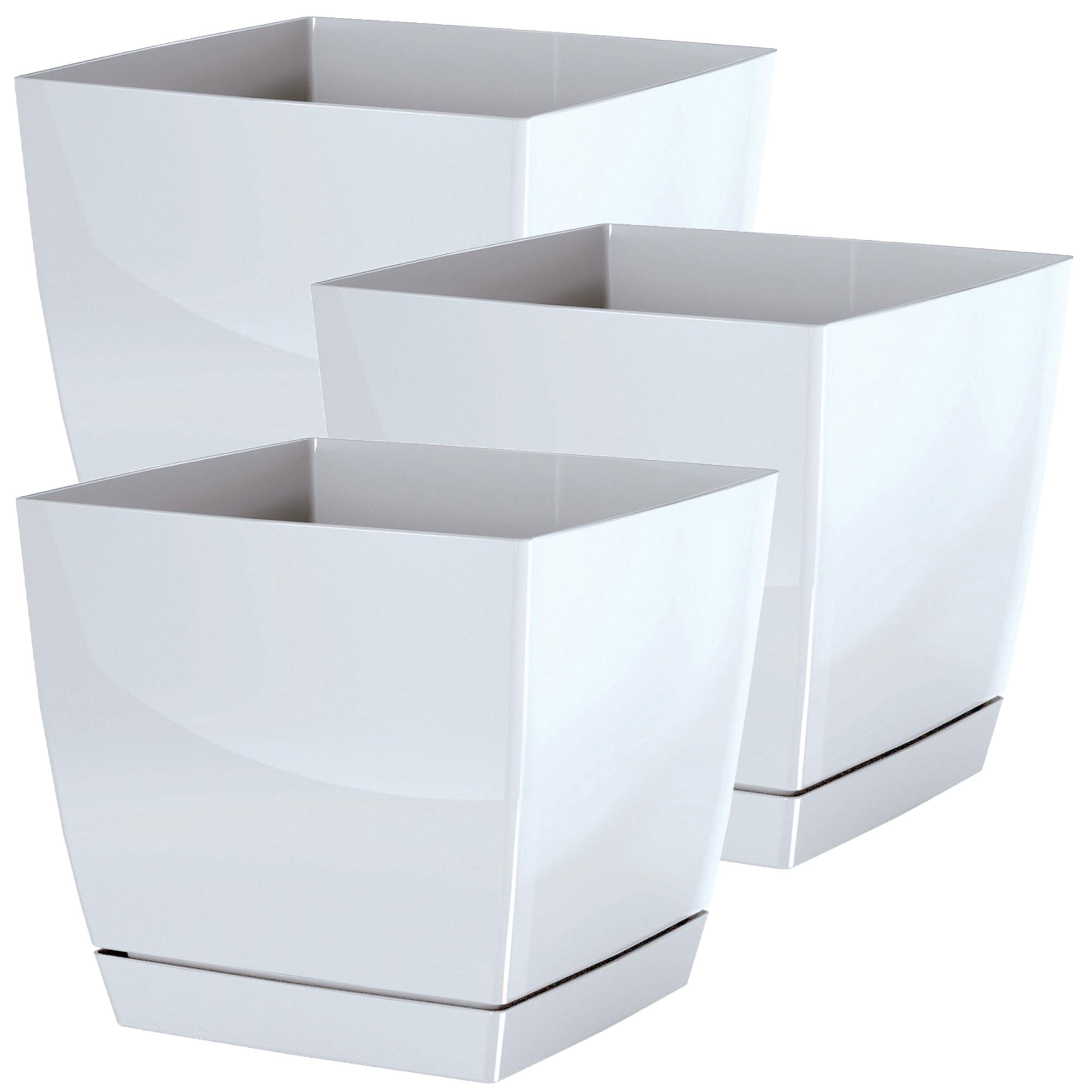 Wellhome Maceta Begonya Fresh Quadro 13,5cm Blanco con Plato Incluido