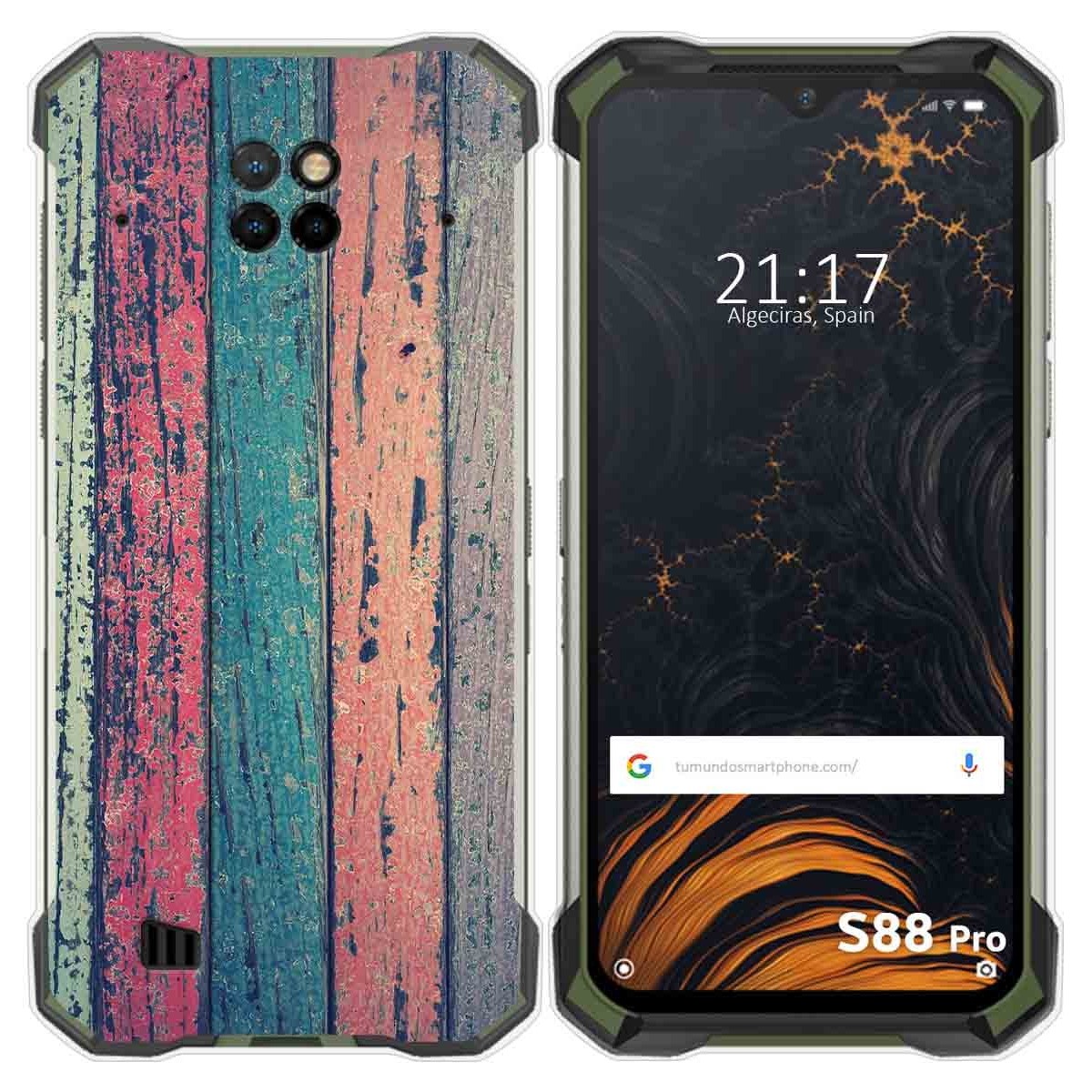 Tumundosmartphone Funda Gel Tpu para Doogee S88 diseño Madera 10 Dibujos