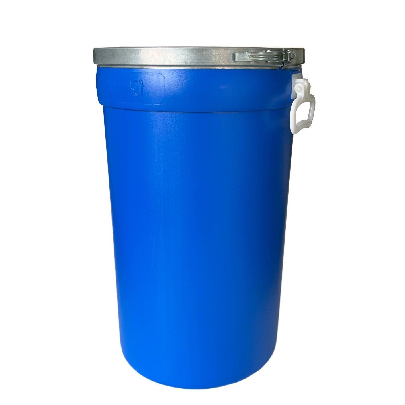 Bidón de plástico con boca ancha de 50 litros Azul