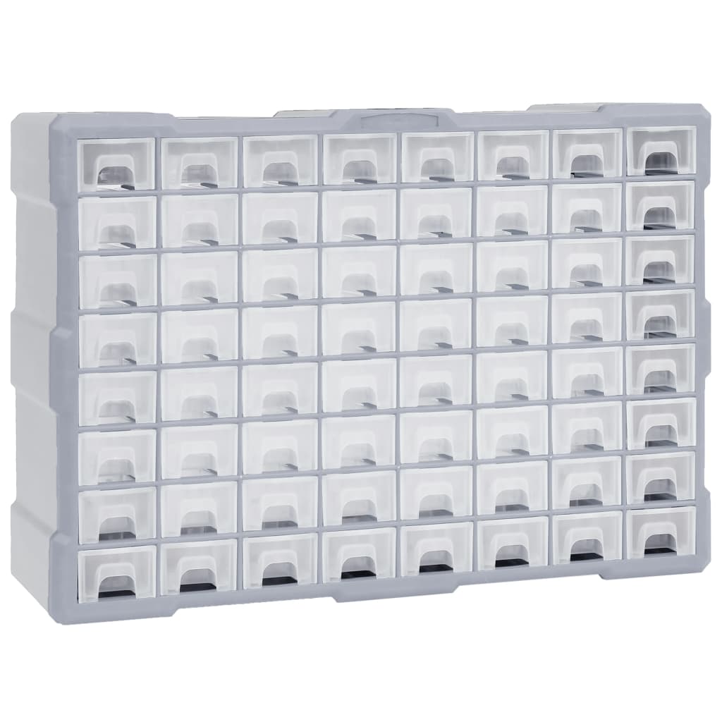 vidaXL Organizador Multicajones con 64 Cajones Herramientas Armario Taller Color Naranja y negro,  Gris, y mas