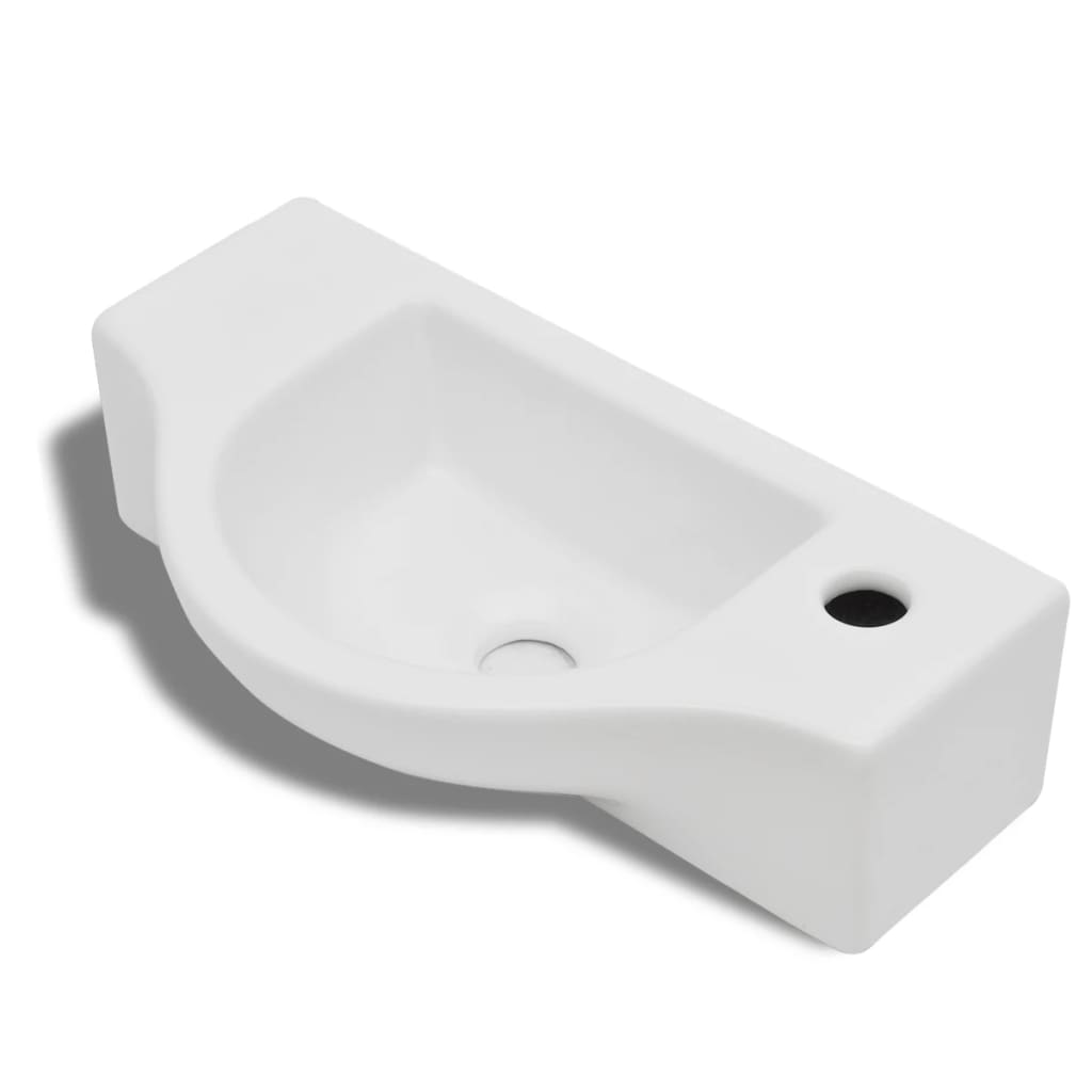vidaXL Lavabo de cerámica blanco con agujero para grifo
