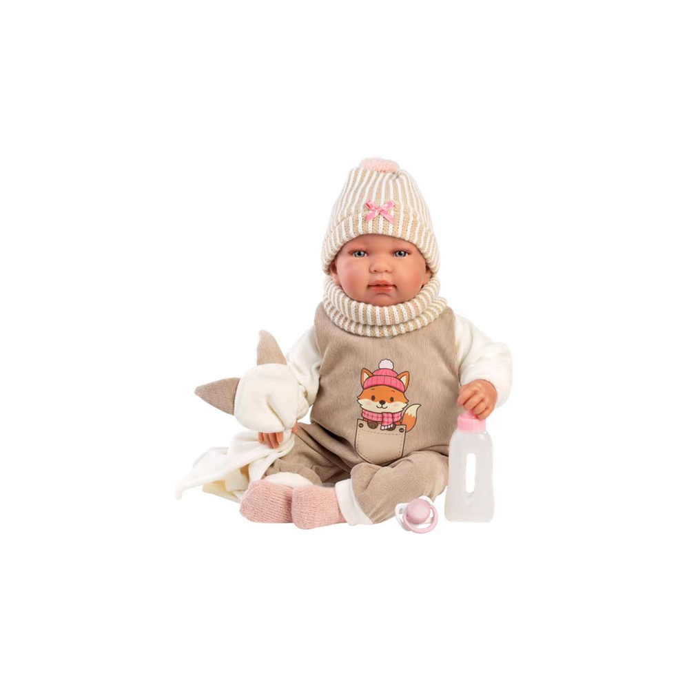 Muñeca Tina Recien nacida 44 Cm Llorona. Cuerpo de tela. Con sonido. (Llorens 84490)
