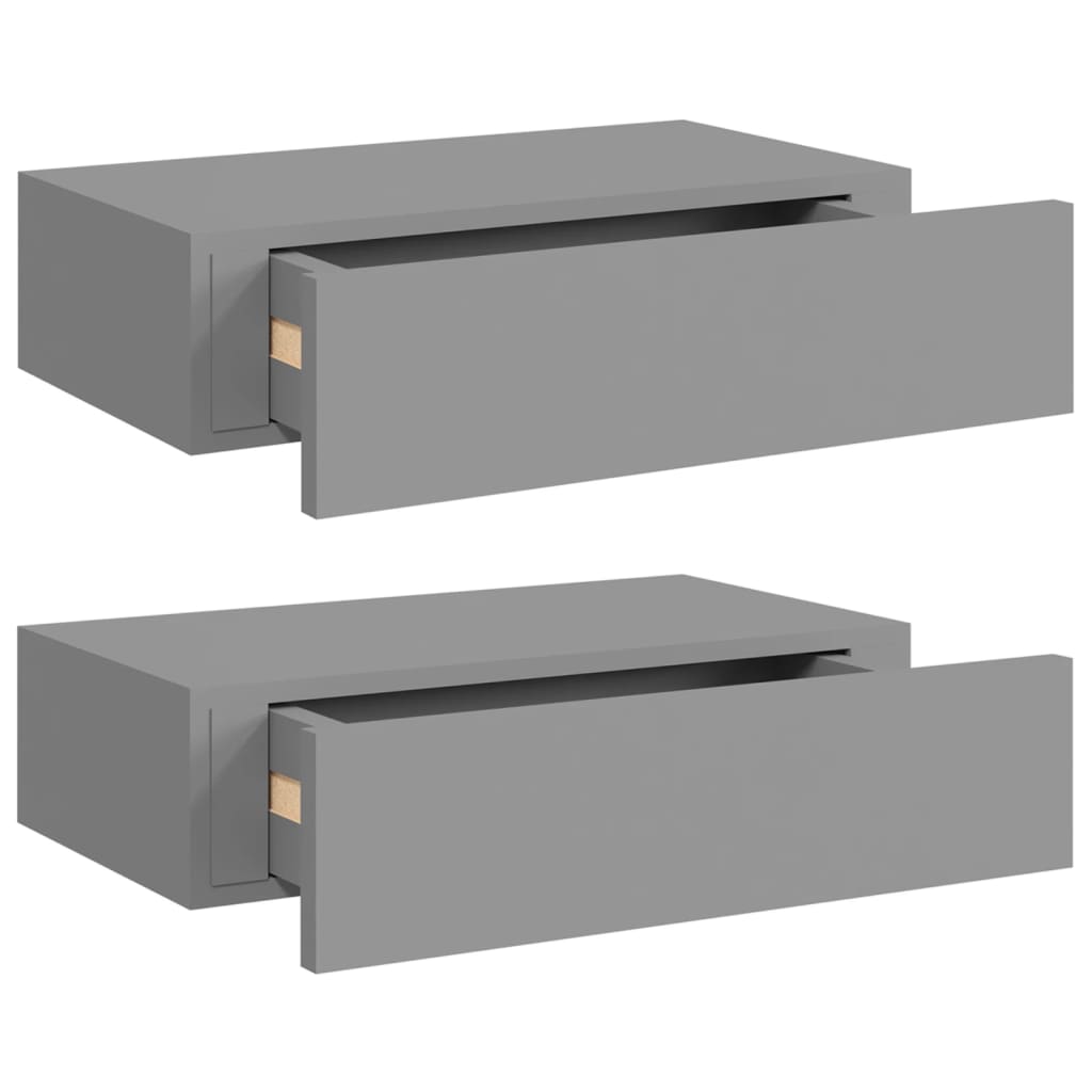 Vidaxl Estantes de Pared con Cajón MDF 40x23,5x10 Cm Blanco/Negro/Gris - Pack 2