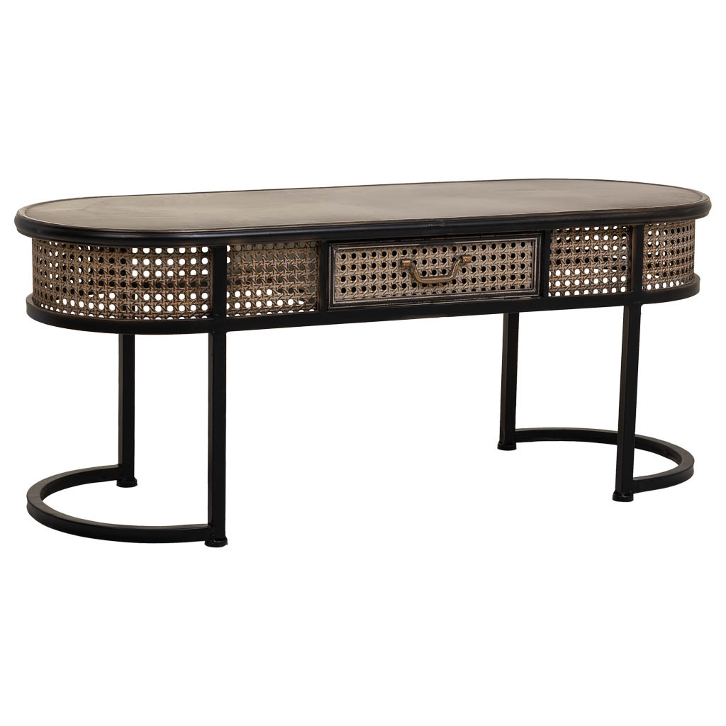 WANDERLUST DECO Kit Mesa Auxiliar de Metal Marron 110x42x45h Cm - Elegante y Resistente