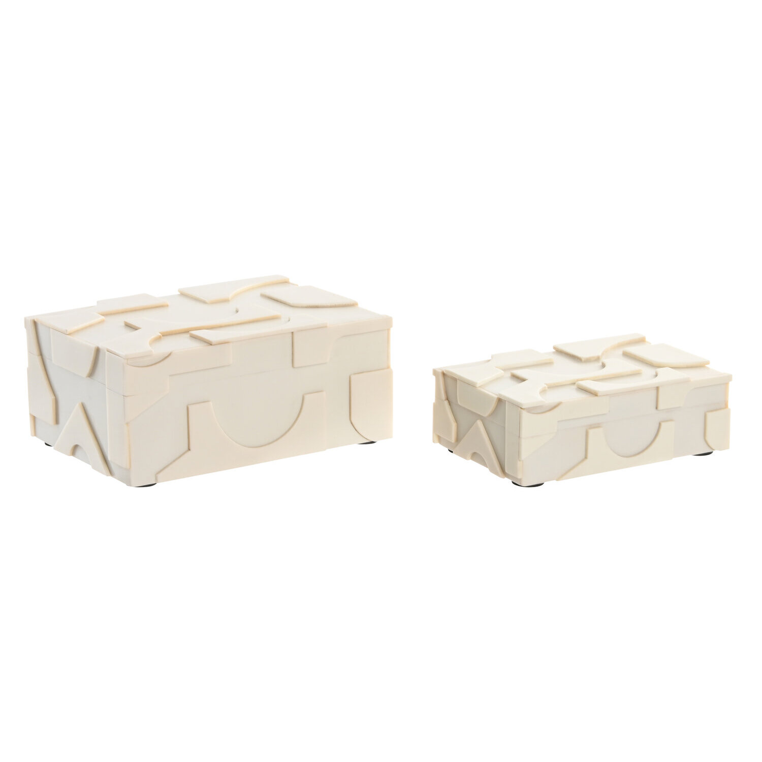 Joyero set 2 resina hueso 18x13x7,5 15x10x5 blanco El mejor complemeto para tu hogar.