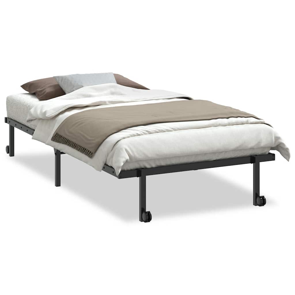 vidaXL Estructura de cama sin colchón plegable negro acero 107x203 cm