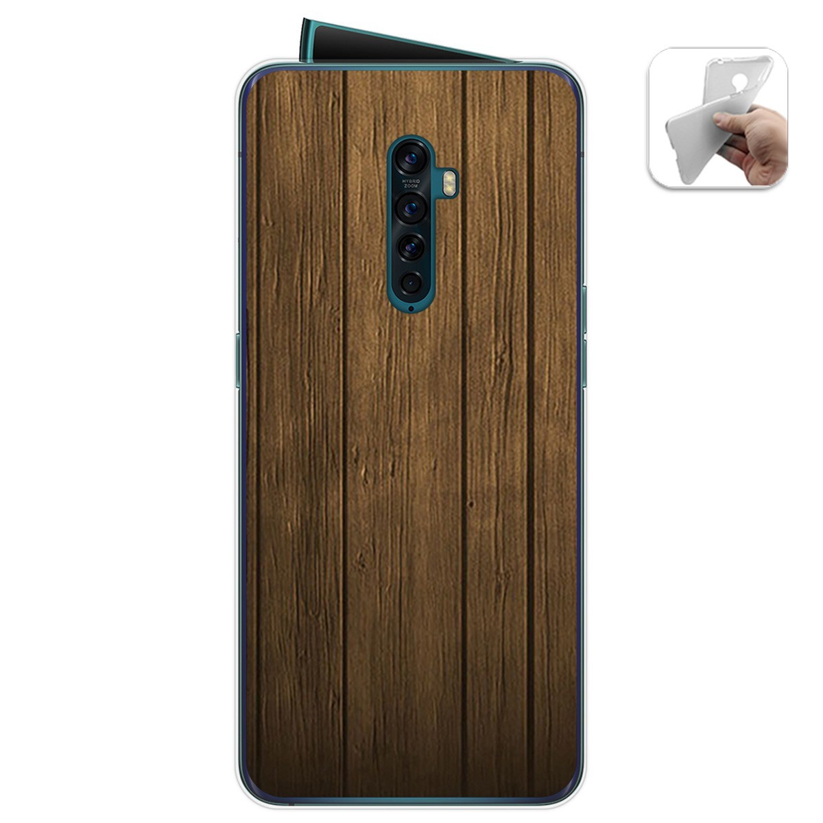 Tumundosmartphone Funda Gel Tpu para Oppo Reno 2 diseño Madera Dibujos
