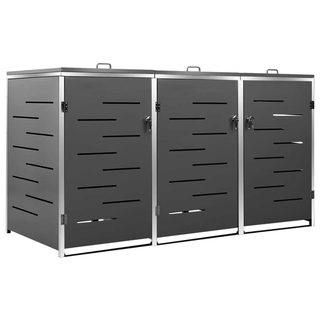 vidaXL Cobertizo para tres contenedores basura acero 207x77,5x112,5 cm