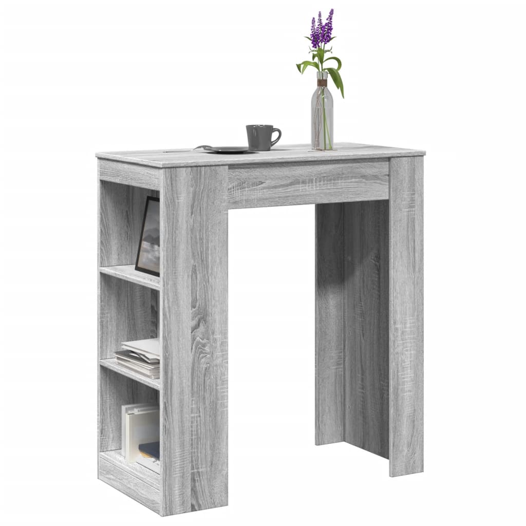 vidaXL Mesa alta con estantes madera ingeniería blanca 95x47x103,5 cm en color Blanco/Gris hormigón/Gris sonoma y más | estructura resistente ideal para salón dormitorio o estudio