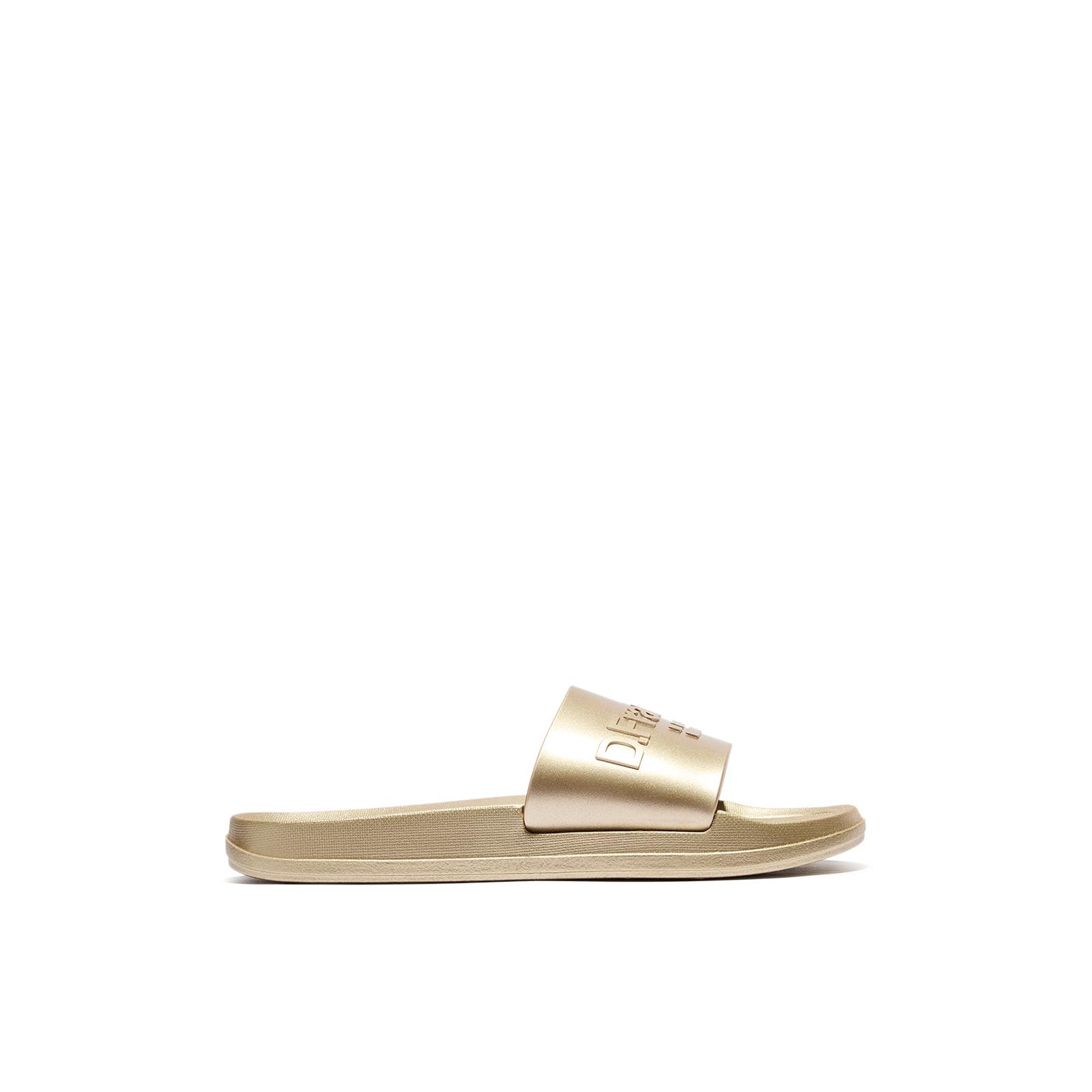 D.Franklin Chanclas de Mujer Estilo Pala Marea  Dorado - Sandalias deportivas planas cómodas para verano