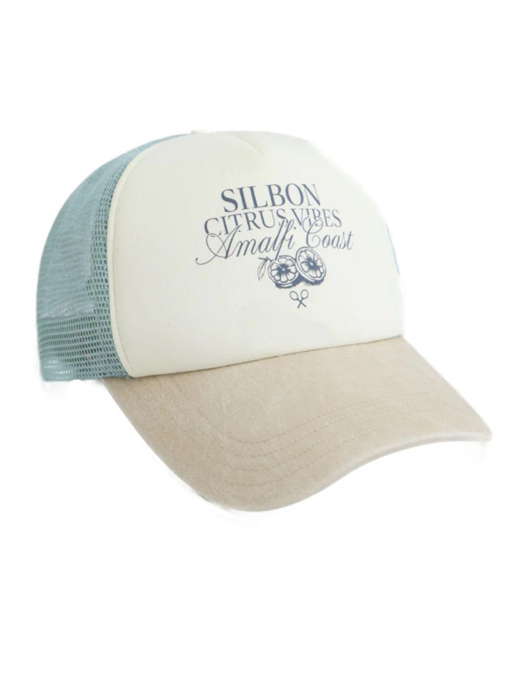 Gorra Silbon verde agua y crudo trucker amalfi para hombre